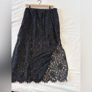 GAP black midi lace skirt size XL